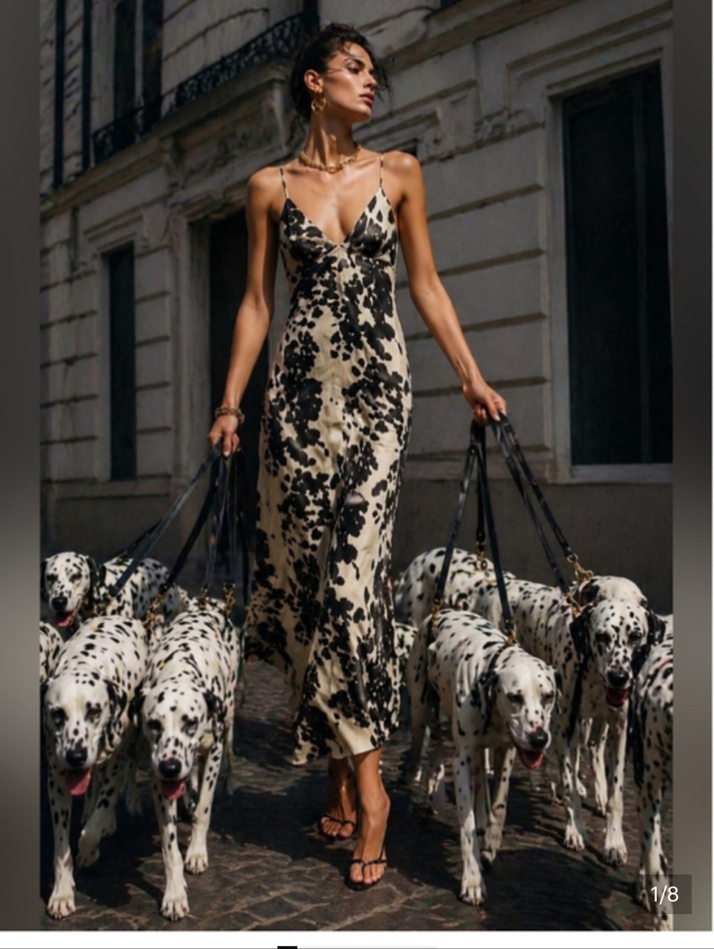 Zara Cow Print Slip Midi Satin Dress